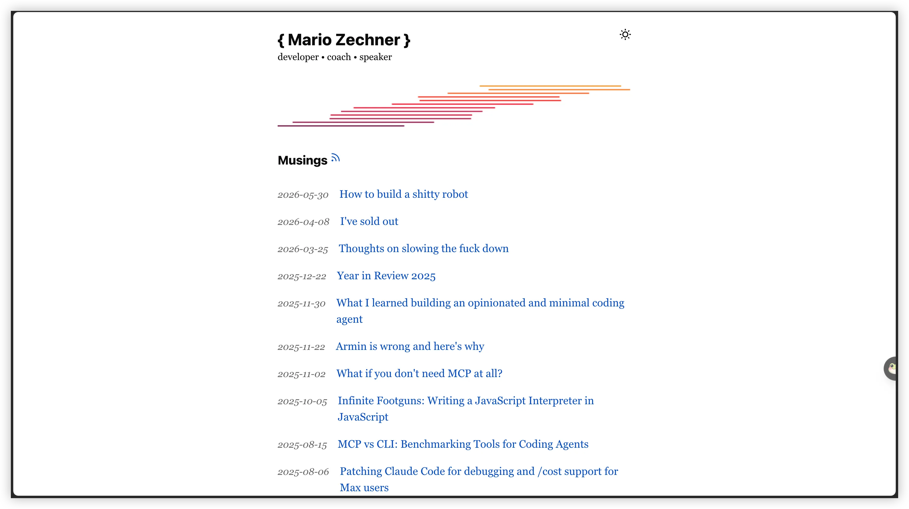 Mario Zechner 的个人网站与文章目录