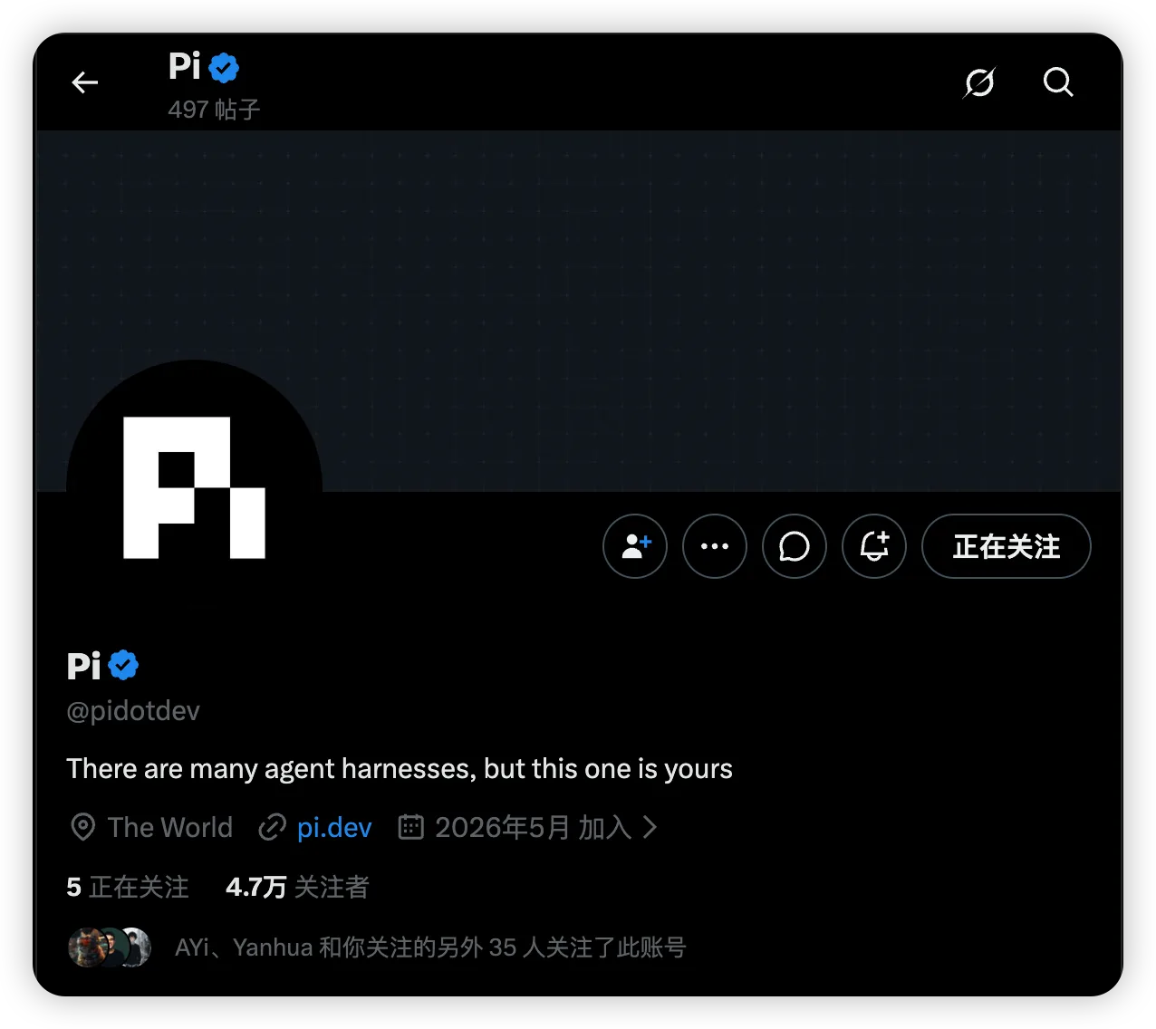 Pi 的 X 主页